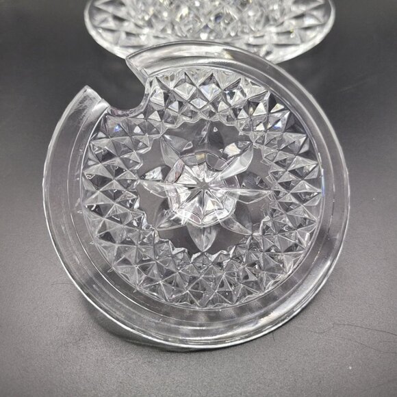Crystal Condiment Bowl Dish Jam Sugar Tray Lid Spoon Hole Sparkle Two Piece - Picture 7 of 10